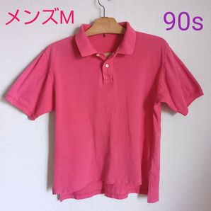 半袖ポロシャツ メンズМサイズ ピンク 90s 古着