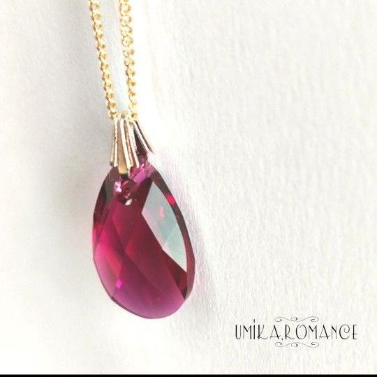 小さなルビーのネックレス ★ 金具変更可