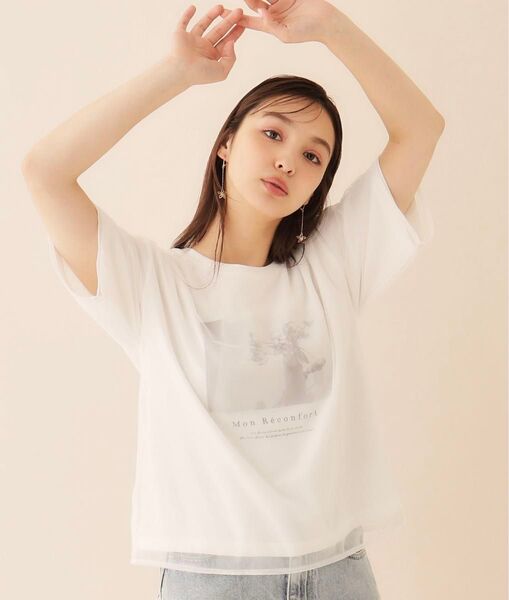 index チュールレイヤードフォトTシャツ