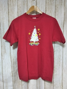 渋谷TSUTAYA ツタヤ クリスマスTシャツ 半袖 レッド Sサイズ キャンペーンTシャツ ビッグプリント クリスマスツリー