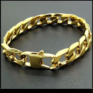 ゴールドチェーンブレスレット 極太 キューバチェーン 100%SS