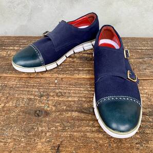 ★別注★HIROSHI TSUBOUCHI★ヒロシツボウチ★ダブルモンク★ストラップ★シューズ★くつ★スニーカー★スエード★レザー★ネイビー★