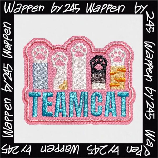 P-41【 アイロンワッペン 】 刺繍ワッペン アップリケ リメイク 猫 ネコ cat キャット チーム team wappen