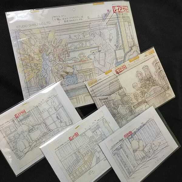 スタジオジブリ 耳をすませば レイアウト 切抜 カード 検)ジブリ.ポストカード.ポスター 原画 セル画 レイアウト展 宮崎駿