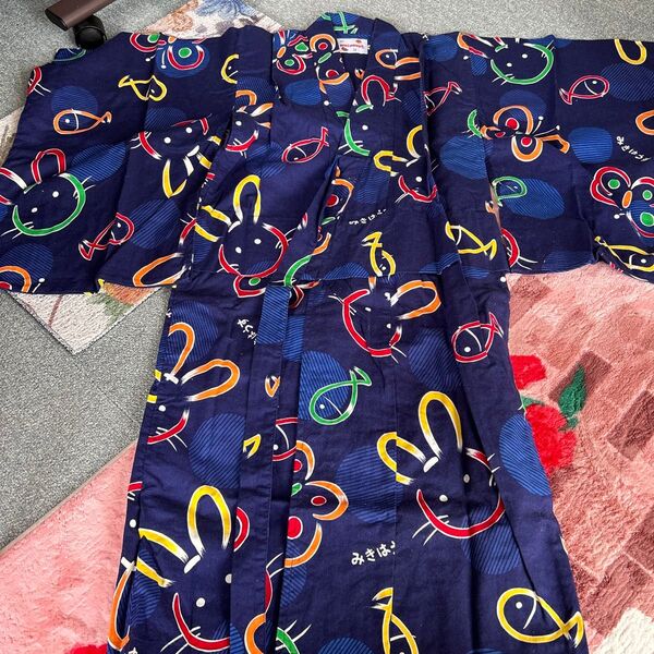 ミキハウス MIKIHOUSE 紺色浴衣 サイズL