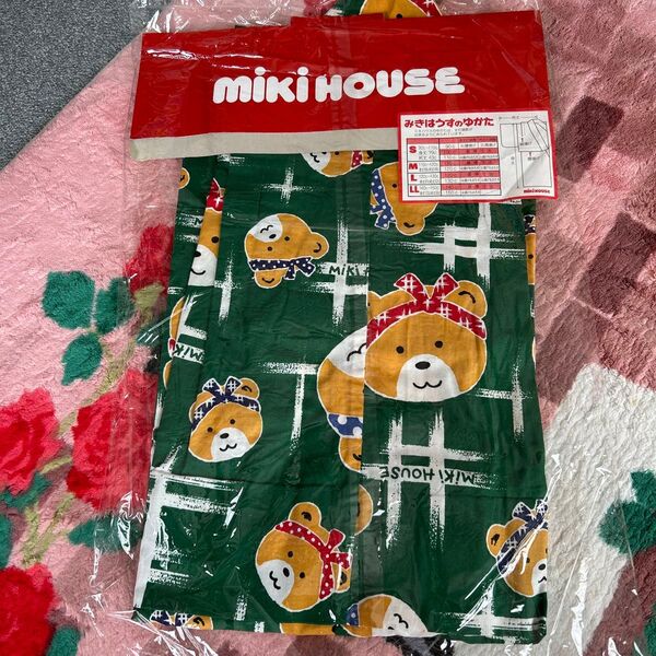 ミキハウス MIKIHOUSE 浴衣 グリーン クマ柄 1度着用のみ M
