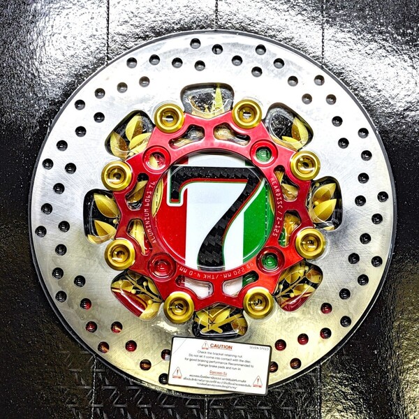 送料無料 匿名発送 z125pro用超大径リアフローティングビックディスクローター 220mm レッドピンゴールド