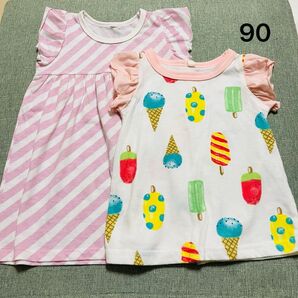 女の子 Tシャツ ワンピース 半袖Tシャツ 2点セット