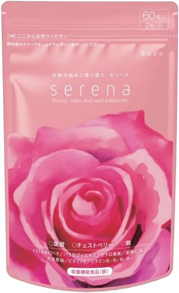 serena セリーナ チェストベリー40mg 葉酸240μg 鉄6.8mg 高配合 フェムケア サプリ 国内製造 女性の悩みに寄り添う 60粒入 30日分