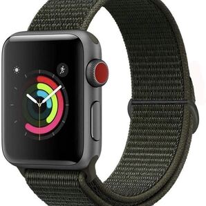 Apple アップルウォッチバンド 42/44/45/49mm ナイロンバンド 交換ベルト 替えベルト シリーズ2345678SE対応 マジクテープ グリーン緑