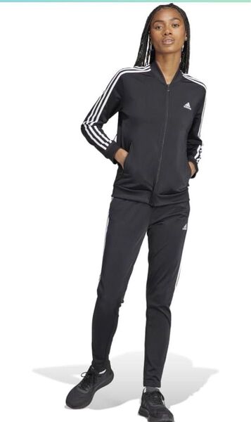 adidas エッセンシャルズ 3ストライプス トラックスーツ Mサイズ BLACK White