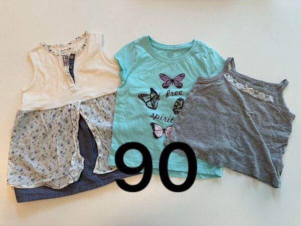 ベビー服 キッズ服 子供服 半袖Tシャツ 半袖 Tシャツ 女の子 トップス ワンピース キャミソール 蝶々