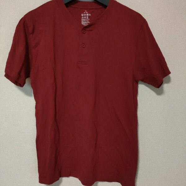 メンズ Tシャツ 半袖 綿 コットン M バーガンディ シンプル ユニクロ系