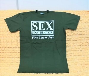 SEⅩ INSTRUCTOR★First Lesson Free★44★L～XL★緑★モスグリーン★おもしろTシャツ★夜に自信のある方は是非♪★コットン100％★