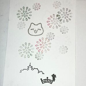 夏 ねこ 打ち上げ花火① 5個セット 消しゴムはんこ