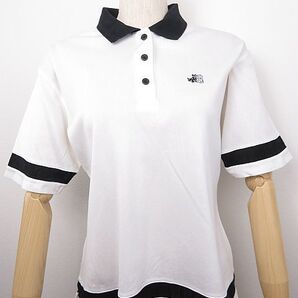 【送料無料】ブラックアンドホワイト Black&White 半袖ポロシャツ ロゴ入り 白 袖裾メッシュ素材 L