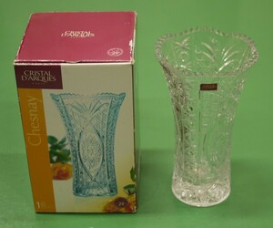 CRISTAL D'ARQUES クリスタルダルク シェネ フラワーベース 22 花瓶 24%pbo クリスタル フランス 未使用品