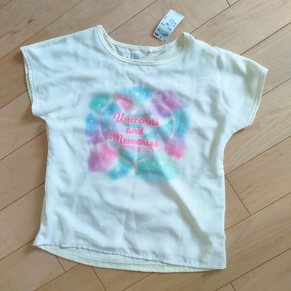 新品 150 Tシャツ シャツ 黄色 半袖 夏 女の子 ユニコーン ハート イオン トップバリュ トップス