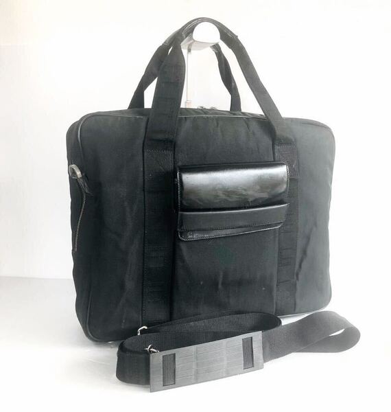 dunhill ダンヒル2way ビジネスバッグ ナイロン×レザー ブラック シルバー金具 フランス製 ストラップ社外品