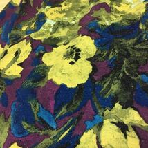 y▲ ロイスクレヨン 個性的なデザイン 花柄 チュニック ワンピース ブルー パープル イエロー 綺麗な発色 ミニスカート サイズM 水彩画風_画像2