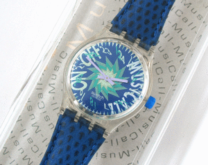 ★入手困難未使用品★1993年販売のビンテージSWATCH★Tone in Blue★ミュージコール スウォッチ★電池交換済み動作中★即決あり