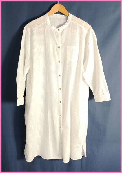 WH‐323☆春夏秋☆新品☆送料込み☆即決☆ナチュラル系☆綿☆ワッフル素材☆M~Lサイズ☆ワンピース☆白☆透け感有り☆ゆったり