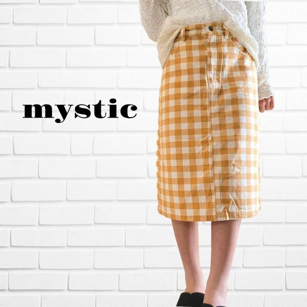 mystic/ミスティック●大人気完売商品♪ブロックチェック柄 ギンガムチェック柄 タイト スリット ミディ丈 スカート 春夏秋冬