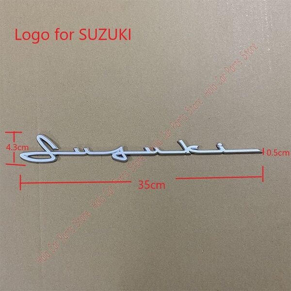 【ゆうパケット送料込】SUZUKI(スズキ) 3Dエンブレム(両面テープ付) シルバー 縦4.3cm×横35cm プラスチック製 大型エンブレム