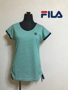 [ прекрасный товар ] FILA filler женский тренировка dry одежда tops размер M короткий рукав зеленый белый окантовка рисунок теннис бадминтон FL8814