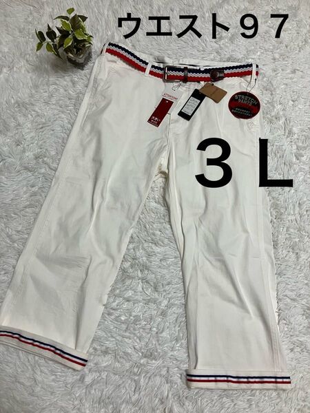 新品未使用タグ付き 大きいサイズ 3L ウエストサイズ97 ベルト付き メンズ ゴルフ