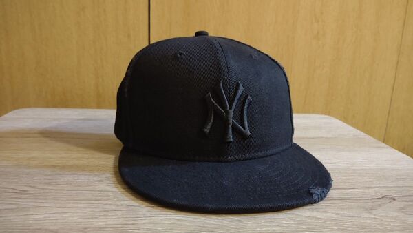 残り① 新品 59FIFTY NEWERA キャップ ダメージ ニューヨークヤンキース 7 3/4 61.5 ブラック