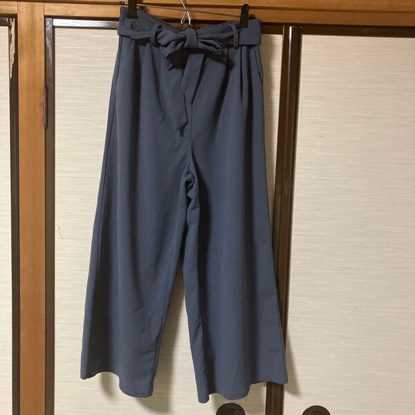 ワイドパンツ Mサイズ くすみカラー ラベンダーカラー ノーアイロン サラッと着れる シワにならない 春夏秋用