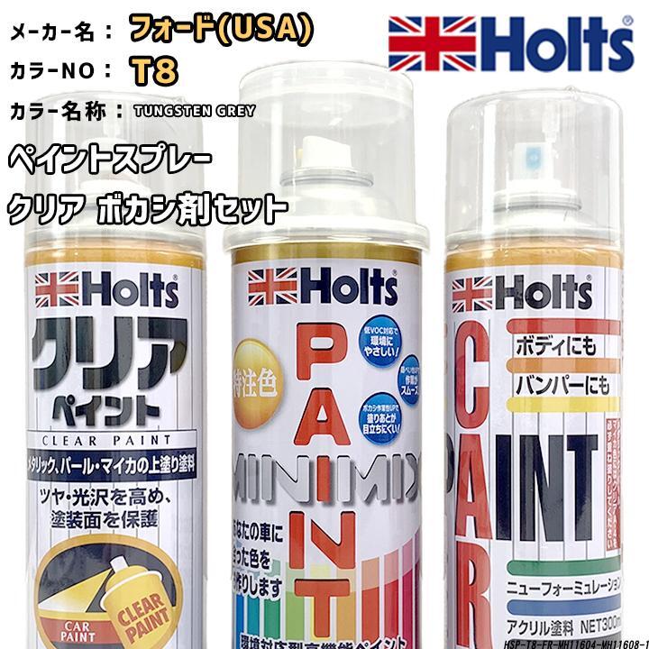holts ペイントスプレー フォード(USA) T8 TUNGSTEN GREY ホルツ MINIMIX クリアスプレー ボカシ剤スプレーセット