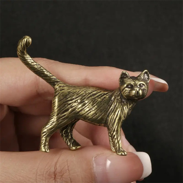 猫 アクセサリー 置物 真鍮 純銅 インテリア 飾り ギフト キーホルダー 飾る ハンドメイド