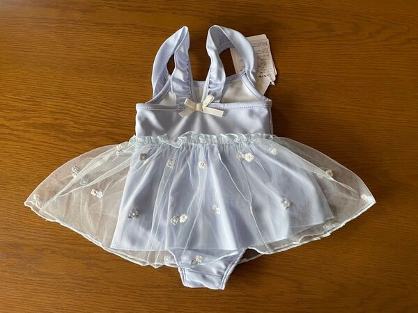 子供用 水着 新品未使用品 花柄 刺繍 可愛い 女の子 レース サイズ90