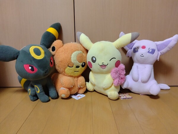 送料無料 ポケモン ぬいぐるみ 4体セット ピカチュウ ヒメグマ ブラッキー エーフィ 約28cm