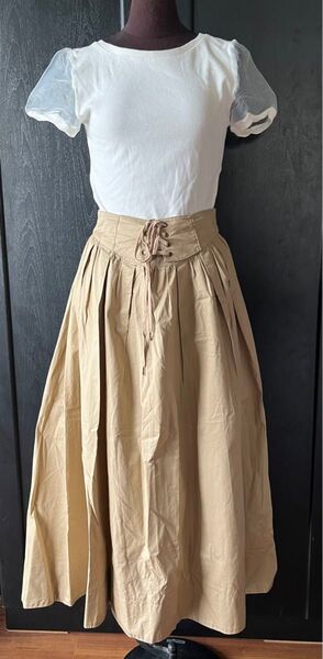 W closet ウエスト編み上げスカート ロングスカート F