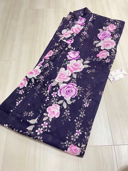 浴衣 新品 レディース M フリーサイズ 未使用 紫 ピンク 花