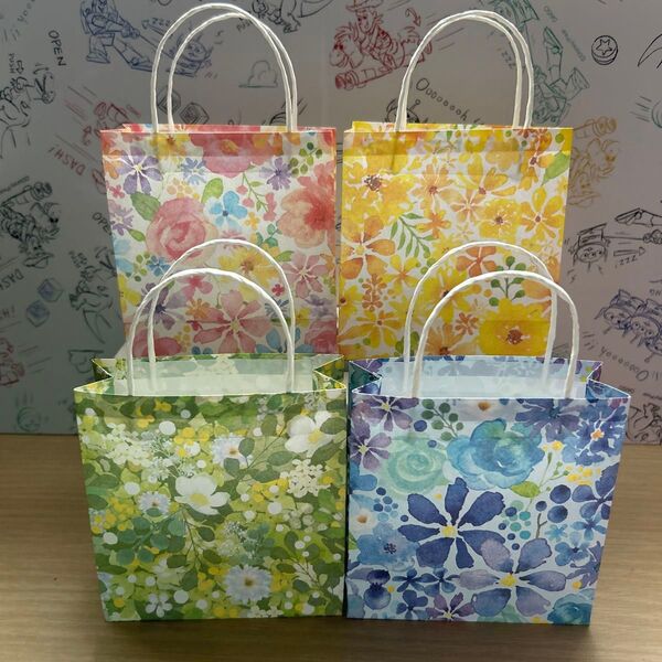 ミニ紙袋 ハンドメイド フラワーガーデン