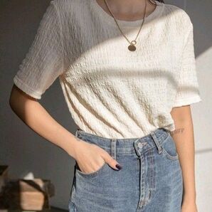 shein DAZY 無地柄 テクスチャー ブラウス M
