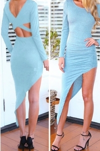 * sexy slit Jersey Dresses*6704-1