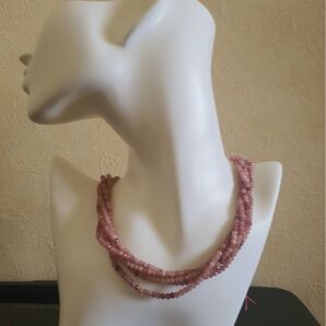 ピンク トルマリン トルマリンボタンカット 5連ネックレス DIY用 38CM