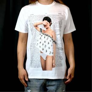  new goods unused big print britain character paper sexy fashion girl T-shirt S M L XL oversize XXL~5XL long T Parker correspondence 