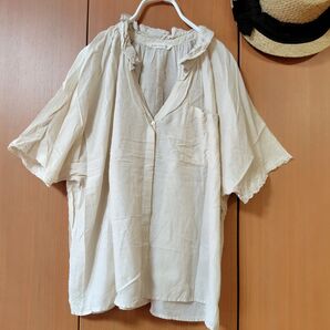 studio CLIP 衿 袖口 横刺繍可愛いブラウス スタディオクリップ