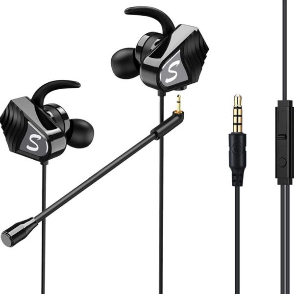 ゲーミングイヤホン - イヤホンマイクダブルマイク付きイヤホン ヘッドセット イヤフォン ヘッドホン 3.5mm 重低音 有線