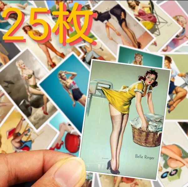 アメリカ レトロガール ステッカー 2 【25枚】 ヴィンテージ 女 セクシー 1970年代 1980年代