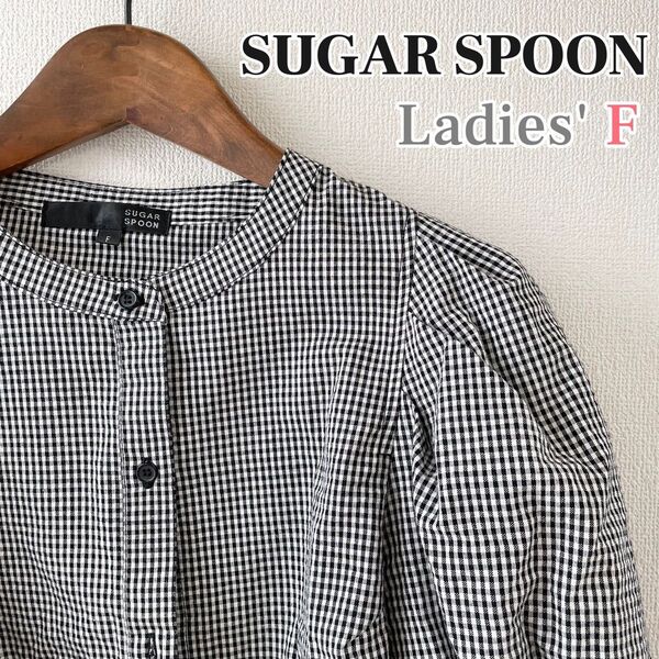 SUGAR SPOON ブラウス 七分丈 黒 チェック 短め 匿名配送
