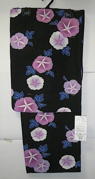 ★新品 高級 ポリエステル 変わり織り 女物/プレタ/仕立て上がり 浴衣/ゆかた 黒地