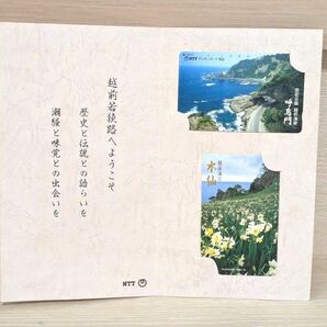 未使用 テレホンカード越前海岸 呼鳥門 と 水仙 各50度数 1988年、1989年発行