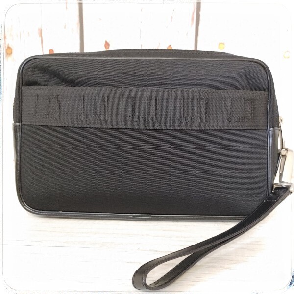 ダンヒル dunhill セカンドバッグ クラッチバッグ ポーチ レザー キャンバス ブラック 黒 ストラップ メンズ 人気【中古】